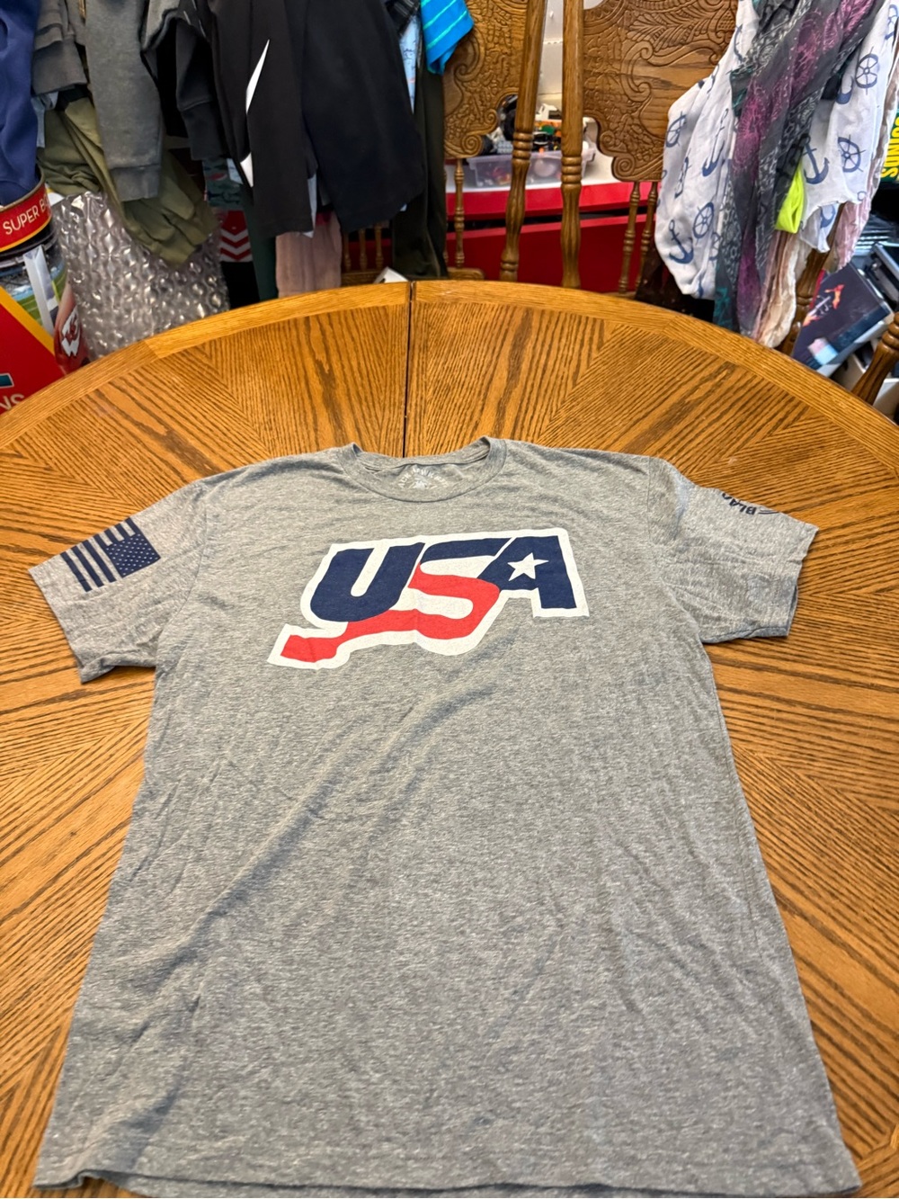 Blackhawk Style Men's Gray USA Graphic Short Sleeve Crewneck Tee
